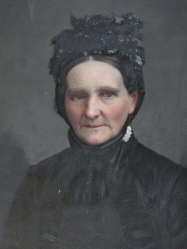 L Whyte. Half length portrait of an old lady in black