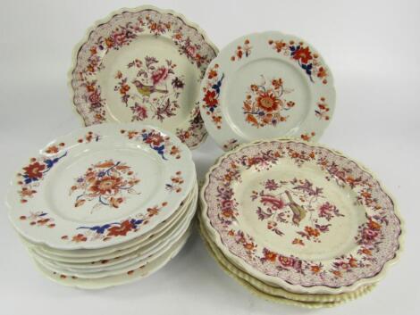 Nine Chamberlain Worcester porcelain dessert plates