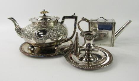 A Victorian plated tea pot