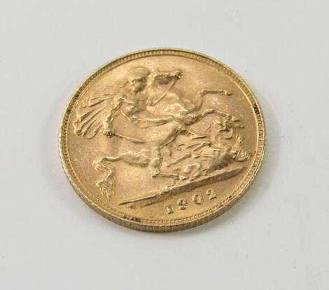 An Edward VII gold half sovereign