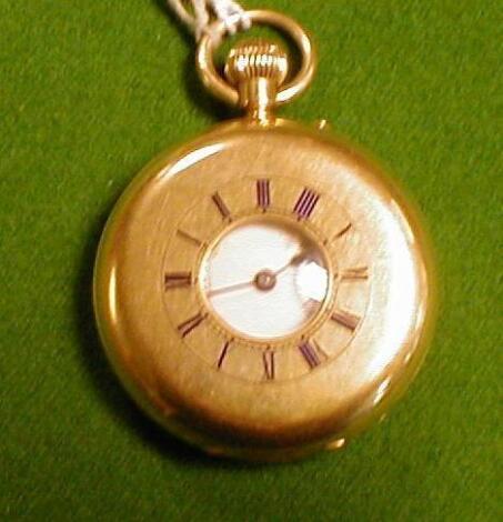 An 18ct gold cased half hunter pocket watch