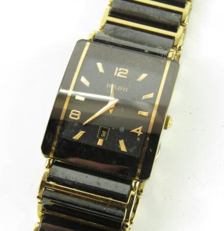 A Rado gentleman's Diastar rectangular cased wristwatch