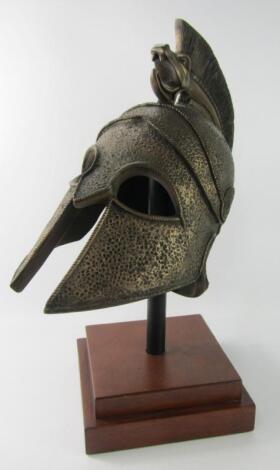 A plaster model of a Trojan helmet