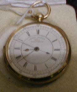 An 18ct gold cased open faced chronograph pocket watch