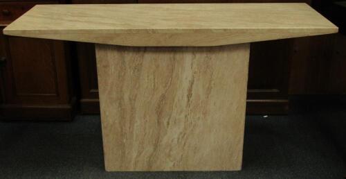 A reconstituted marble side table