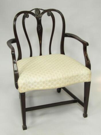 A George III Hepplewhite style mahogany armchair