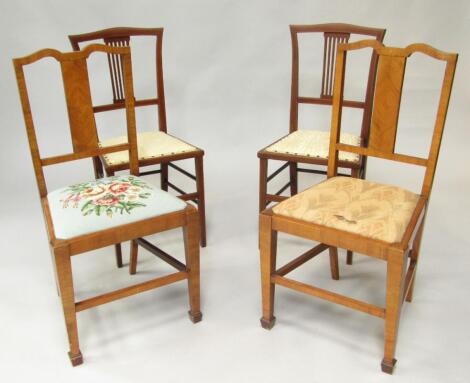 A pair of Art Deco walnut single dining chairs