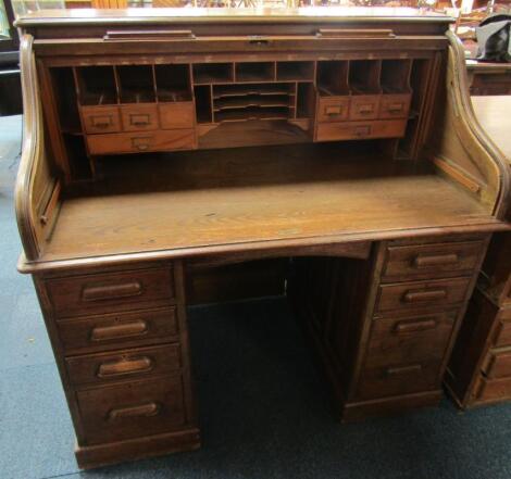 A Lebus Best oak roll top bureau