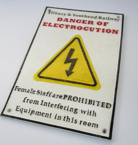 *A railway sign 'Electrocution'.