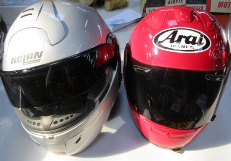 An Arai full face motorcycle crash helmet