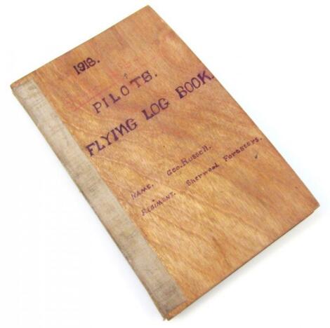 A 1918 dated pilot's flying log book