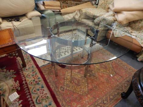 A Retro style 1970's/80's chrome plated dining table