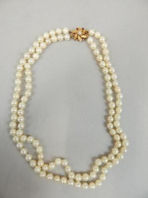 A double strand cultured pearl necklace