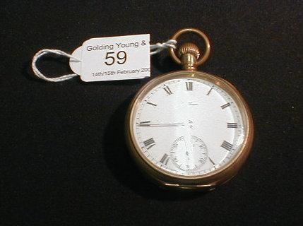 A gold plated Waltham open face pocket watch £10-20