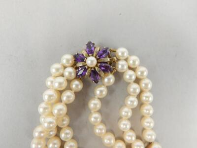 A three row cultured pearl bracelet - 2