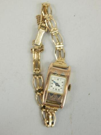 An Art Deco 9ct gold ladies wristwatch