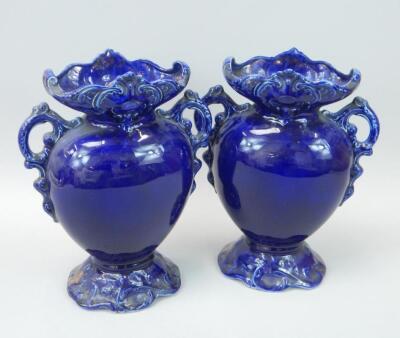 A pair of early 20thC Staffordshire pottery vases - 2