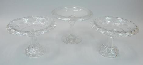 Three 19thC cut glass tazza