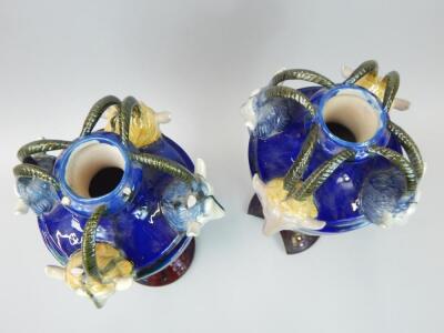 A pair of 20thC Majolica vases - 4