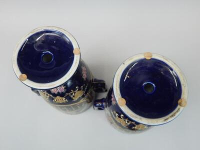 A pair of 20thC Vienna style two handled vases and covers - 4