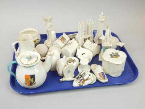 A collection of crested china