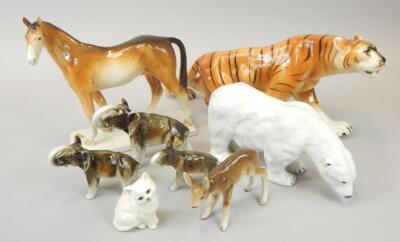 Various ceramic animal figures