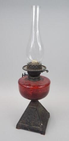 A Victorian oil lamp