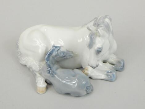 A Royal Copenhagen figure of a horse and foal