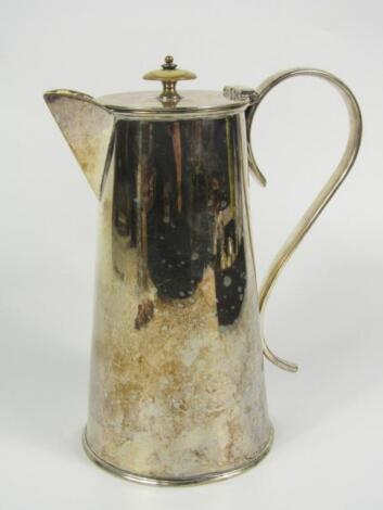 A late Victorian EPNS conical shaped hot water jug