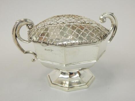 A George V silver two handled rose bowl