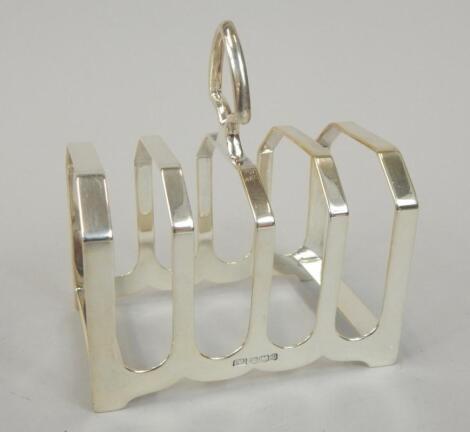 A George V silver four division toast rack