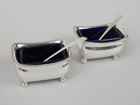 A pair of George III silver rectangular salts