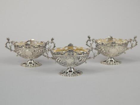 A set of three late Victorian silver salts