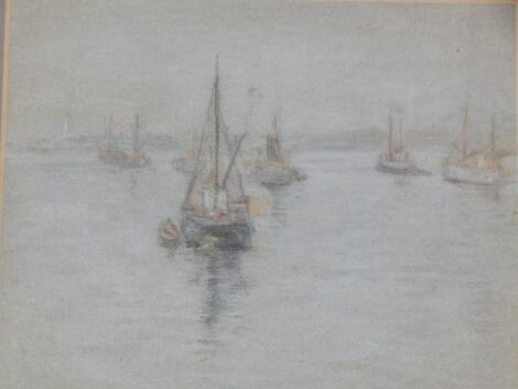 In the manner of Paul Maze. Sailing boats at sea