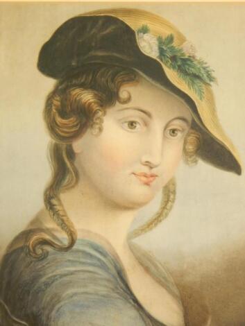 N.J.Kelsey. Portrait of a lady wearing a bonnet