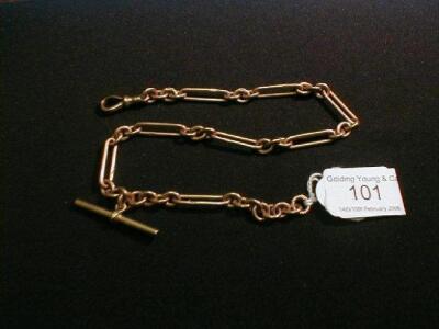 A 9ct rose gold watch chain