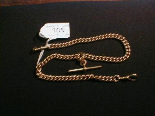 A 9ct rose gold curb link watch chain