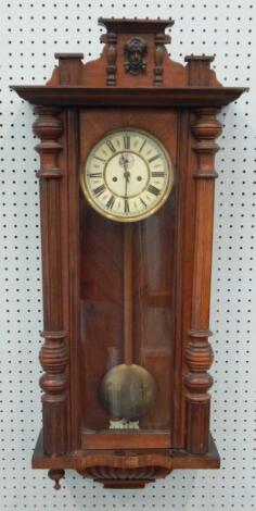 A late 19thC / early 20thC Vienna walnut wall clock