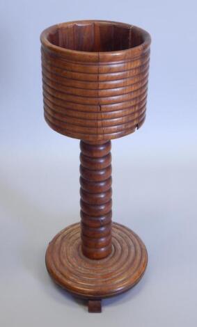 A late 19thC / early 20thC turned walnut jardiniere