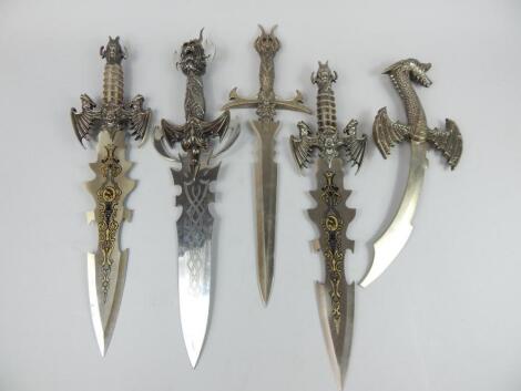 A collection of long bladed fantasy knives