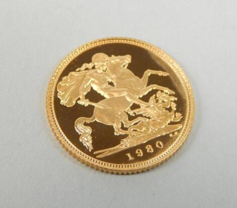 A Queen Elizabeth II gold proof half sovereign