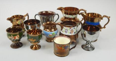 Various items of 19thC copper and silver lustre