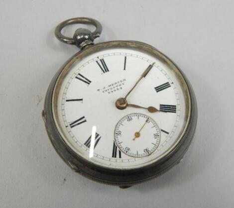 A late Victorian gentleman's silver open faced pocket watch