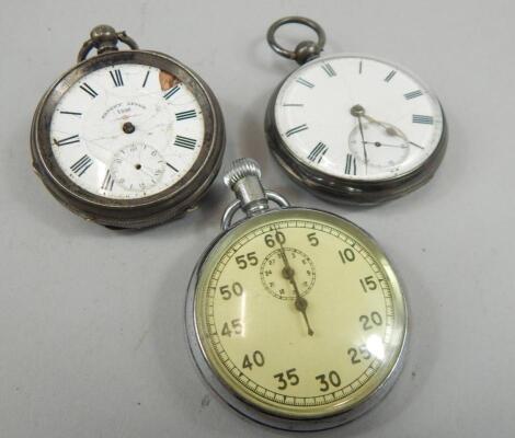 A gentleman's silver open faced pocket watch