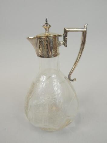 A early 20thC cut glass claret jug