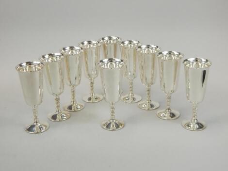 A set of nine Valero silver plated goblets