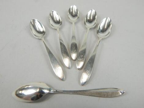 A set of six sterling silver teaspoons