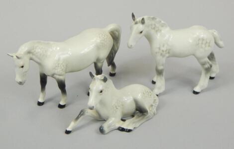 Various Beswick dapple grey horses