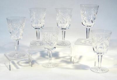 A set of six Waterford crystal wine glasses