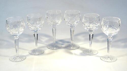 A set of six Waterford Crystal hock glasses